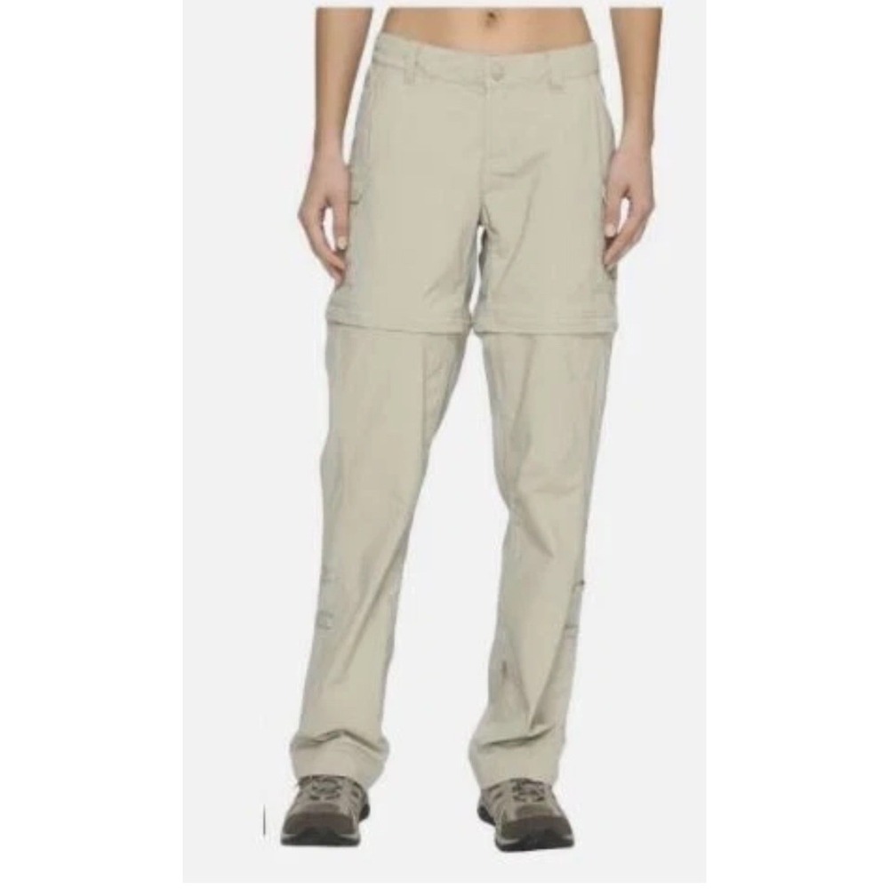 NORTH FACE Womens Convertible Cargo‎ Pants Zipper-Shorts Tan Sz 12 Hiking Active